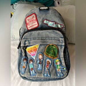 Lounge fly Stranger Things Acid wash Denim Backpack with Patches